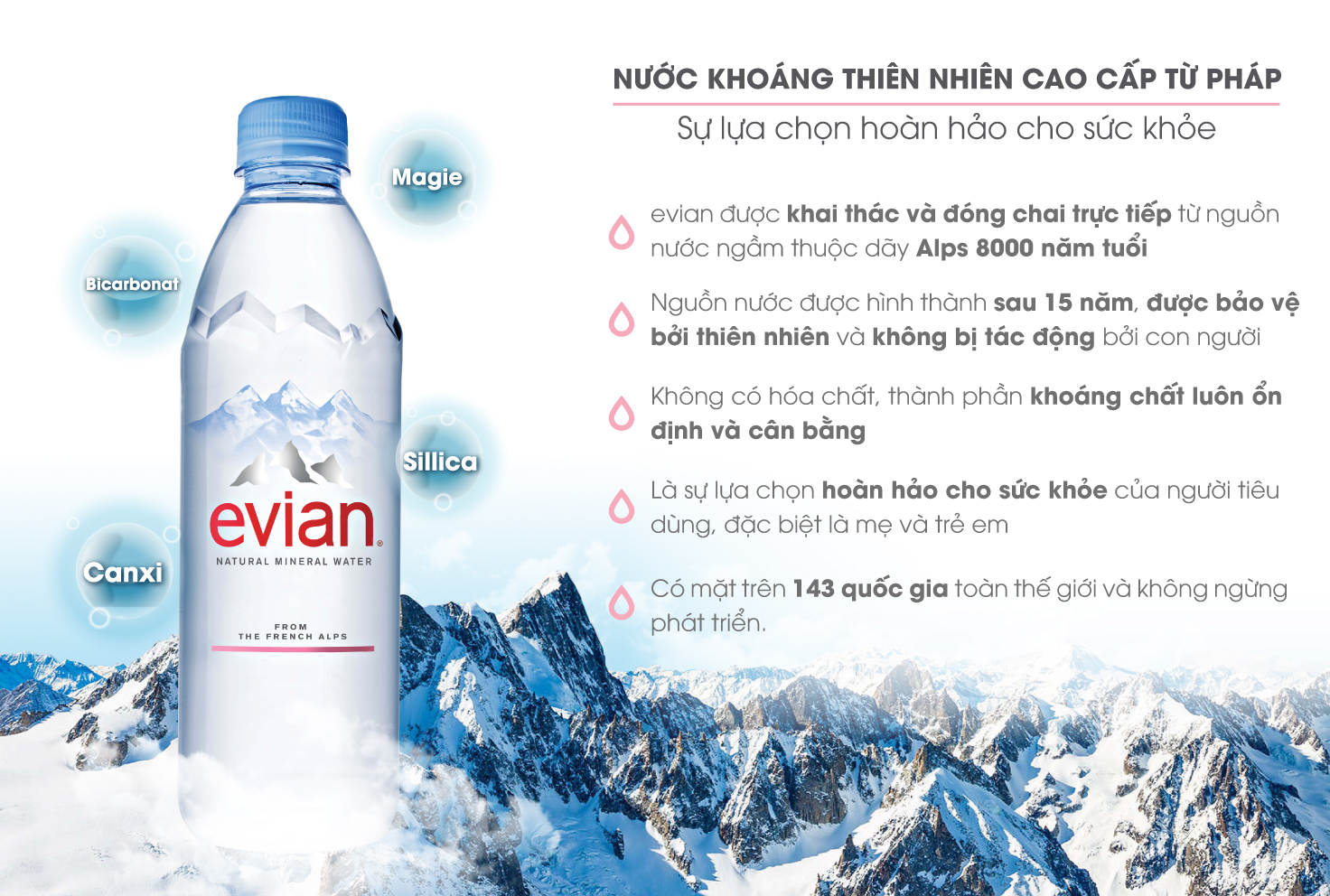 Nước khoáng Evian là một thương hiệu nước khoáng đến từ nước Pháp